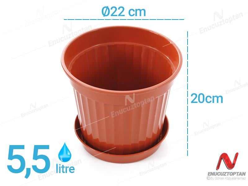 Serinova S208 Klasik Salon Çiçek ve Bitki Saksısı No:8 - 5.5 Litre | ID2875