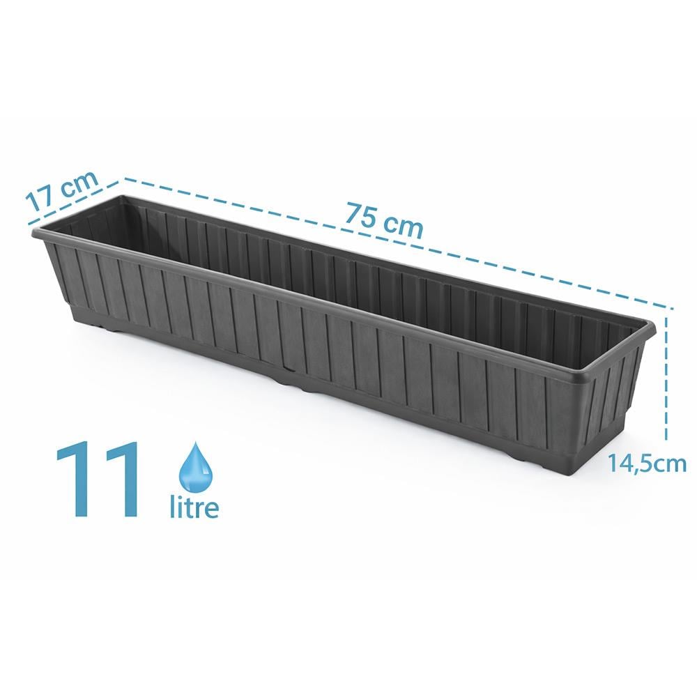 Serinova S233 Klasik Balkon Çiçek ve Bitki Saksısı No:3 - 11.5 Litre | ID2880