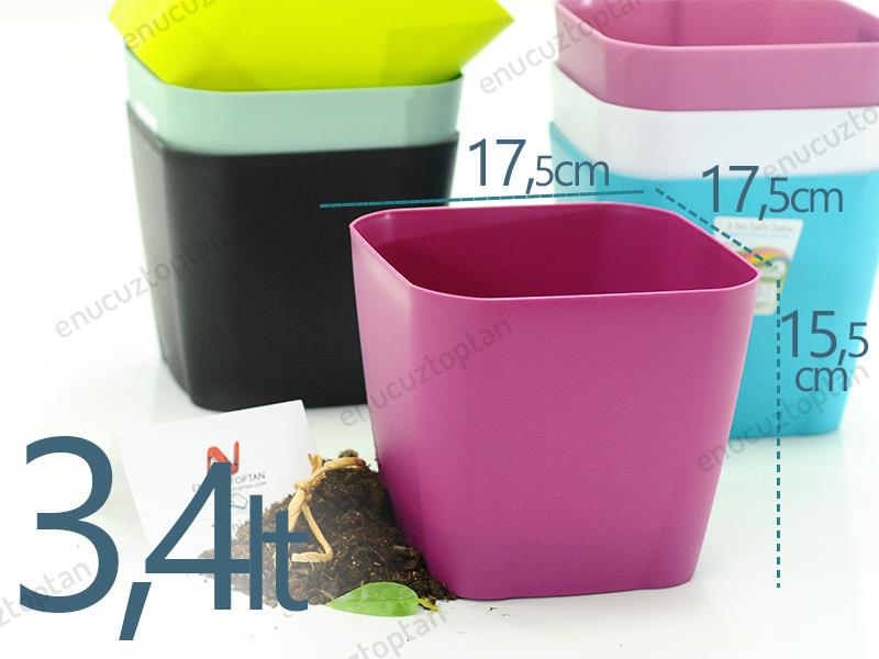 Serinova SF03 Safir Kare Saksı 3.4 Litre | ID1360