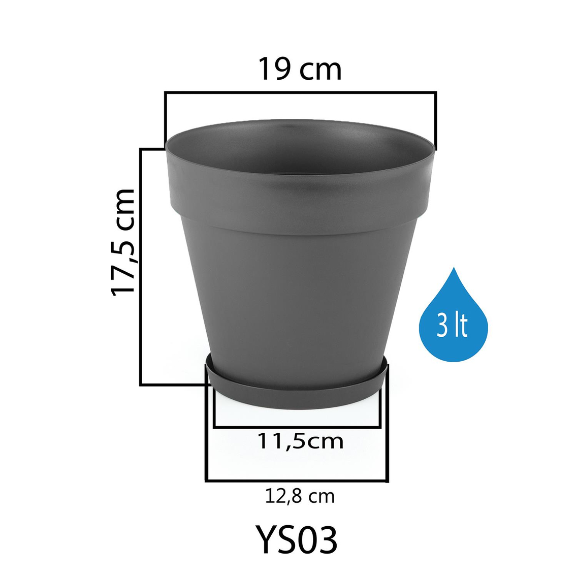Serinova YS03 Yalı Saksı 3 Litre | ID1365