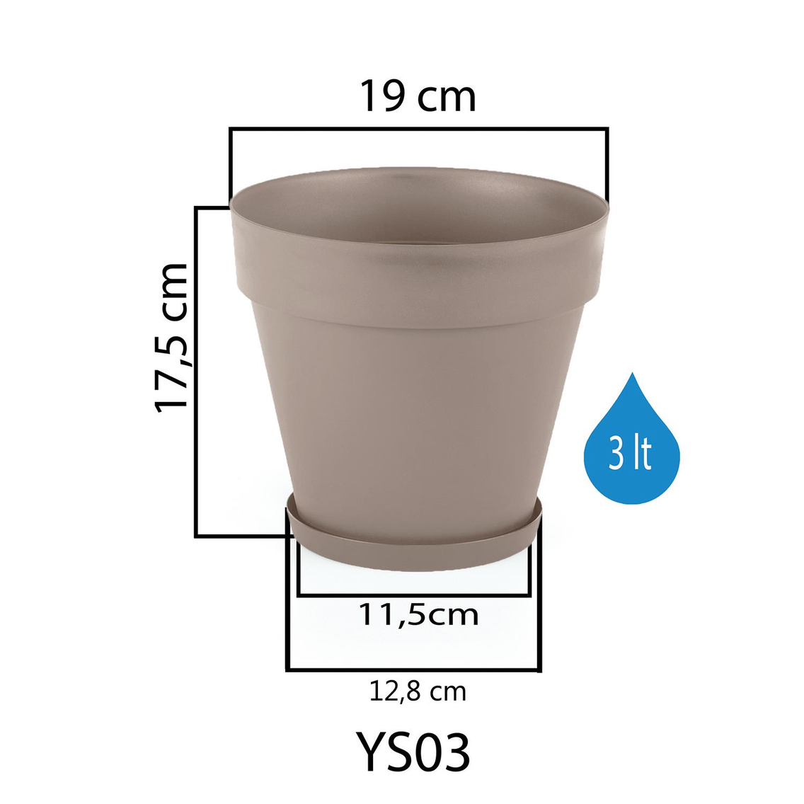 Serinova YS03 Yalı Saksı 3 Litre | ID1365