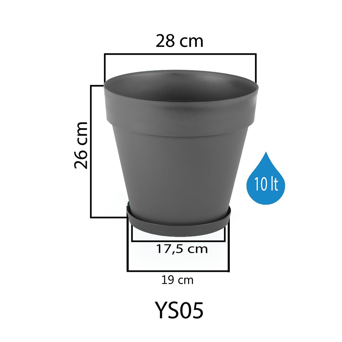 Serinova YS05 Yalı Saksı 10 Litre | ID1367