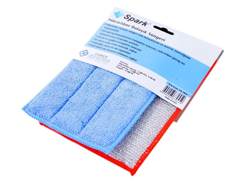 Spark MS7010 Mikrofiber Çift Taraflı Bulaşık Süngeri 19x12cm 2'li Set | ID3025