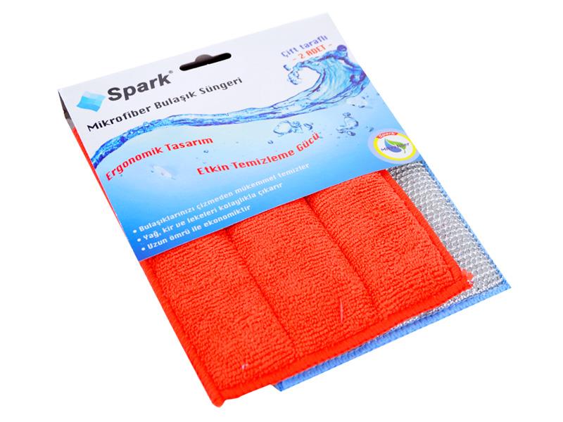Spark MS7010 Mikrofiber Çift Taraflı Bulaşık Süngeri 19x12cm 2'li Set | ID3025