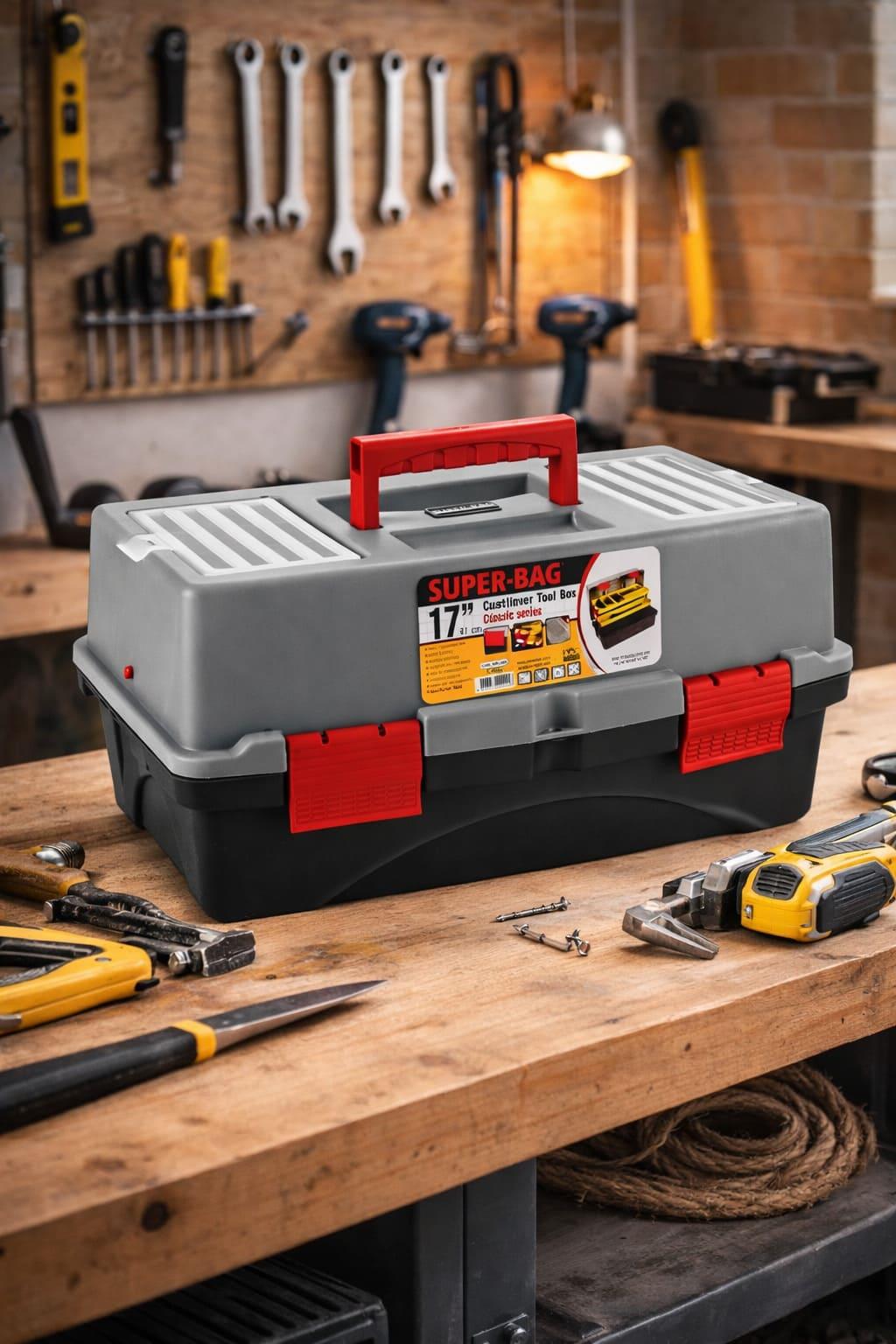 Super-Bag 17  Plastik Kilitli Raflı Takım-Alet Çantası - ASR2052 | ID2498