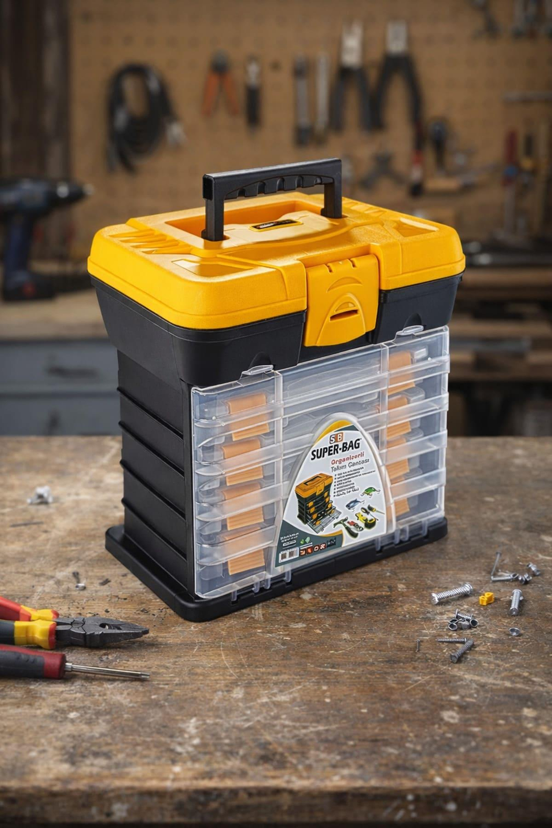 Super-Bag Plastik Kilitli Organizerli Takım-Alet Çantası - ASR2089 | ID380