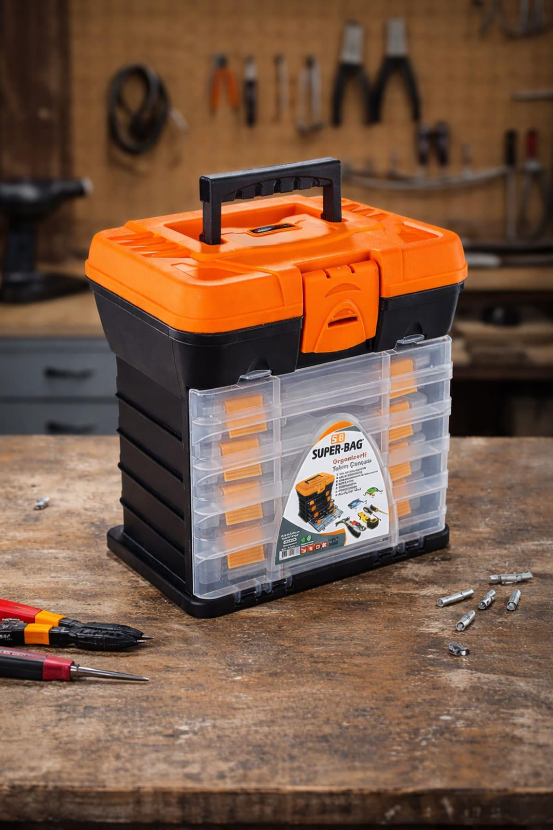 Super-Bag Plastik Kilitli Organizerli Takım-Alet Çantası - ASR2089 | ID380