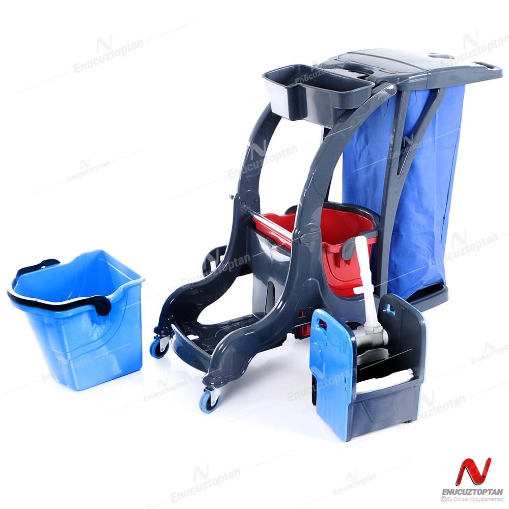 Üçtem HCK716 Çift Kovalı Brandalı Plastik Presli Herkül Temizlik Arabası | ID5523