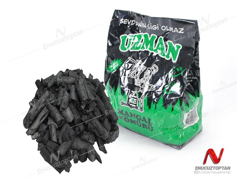 Uzman Çıralı Kolay Yanan Pratik Hazır Mangal Kömürü 1kg | ID1520