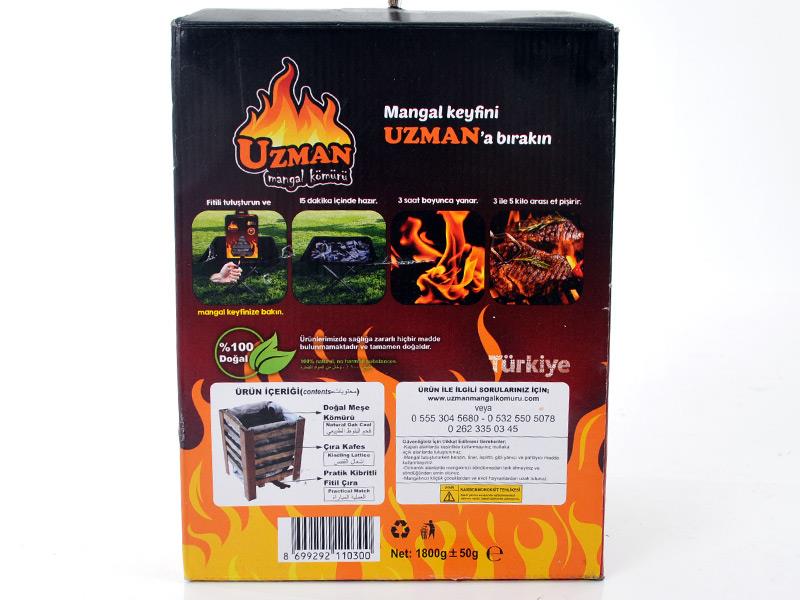 Uzman Çıralı Kolay Yanan Pratik Hazır Briket Mangal Kömürü ø1800gr | ID4847