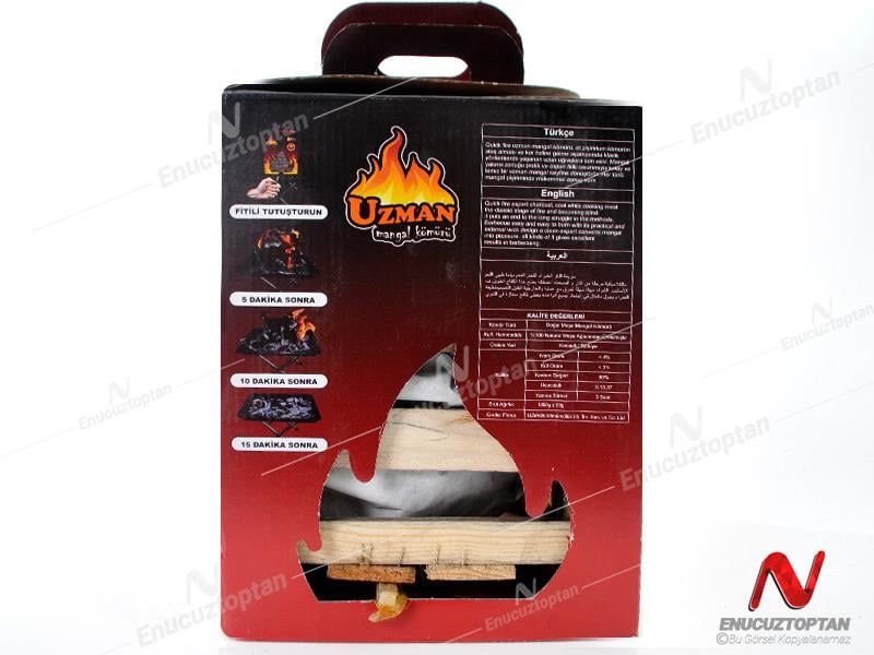 Uzman Çıralı Kolay Yanan Pratik Hazır Briket Mangal Kömürü ø1800gr | ID4847