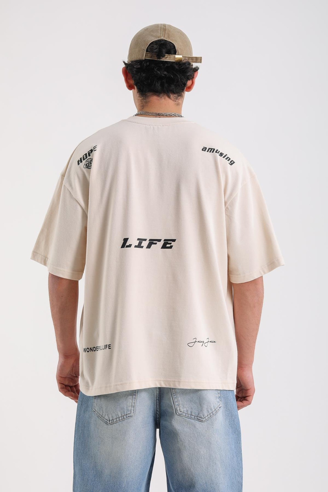 Life Baskılı Kemik Oversize Tshirt