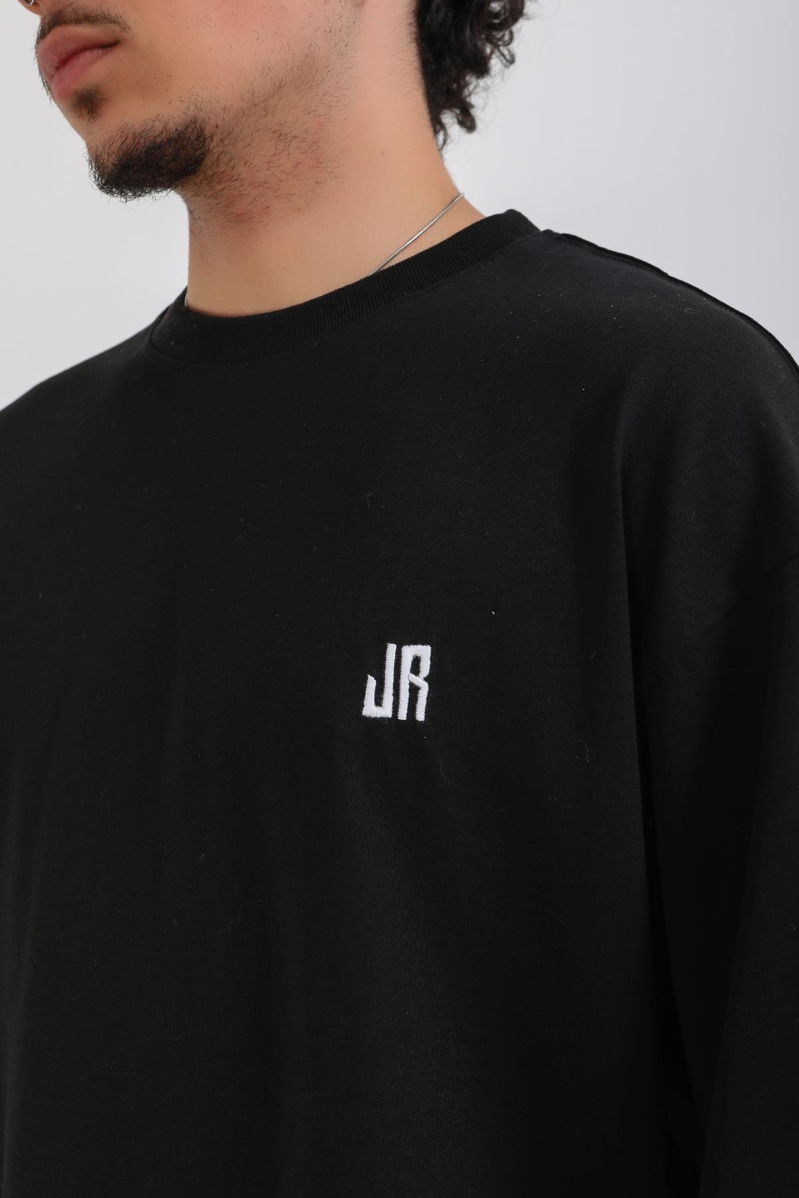 Nakışlı Jr Siyah Oversize Basic Tshirt