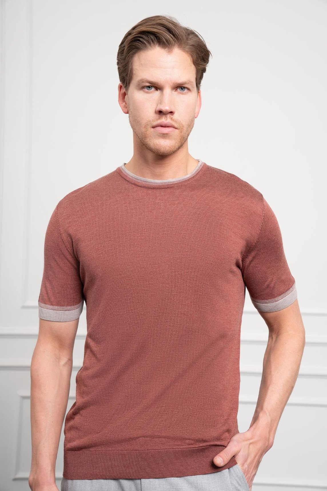 Morven Erkek Kiremit Trend  Polo Yaka Dinamik Fit Rahat Kesim T-Shirt