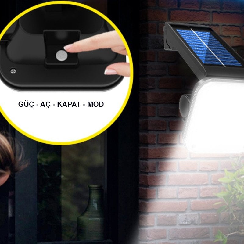 Powermaster LF-1750B 48 SMD Ledli 3 Modlu Sensörlü Solar Duvar Lambası İçerik