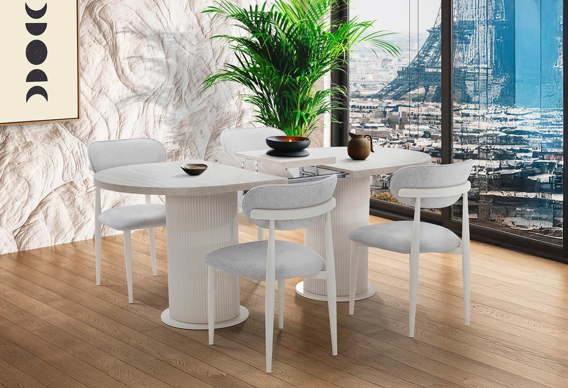 Bohem Elips Açılır Masa Takımı 160'lık (Dut)