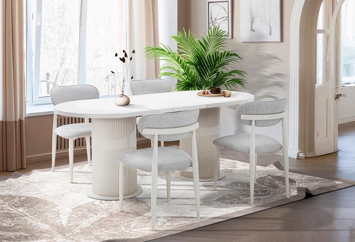 Bohem Elips Açılır Masa Takımı 160'lık (Dut)