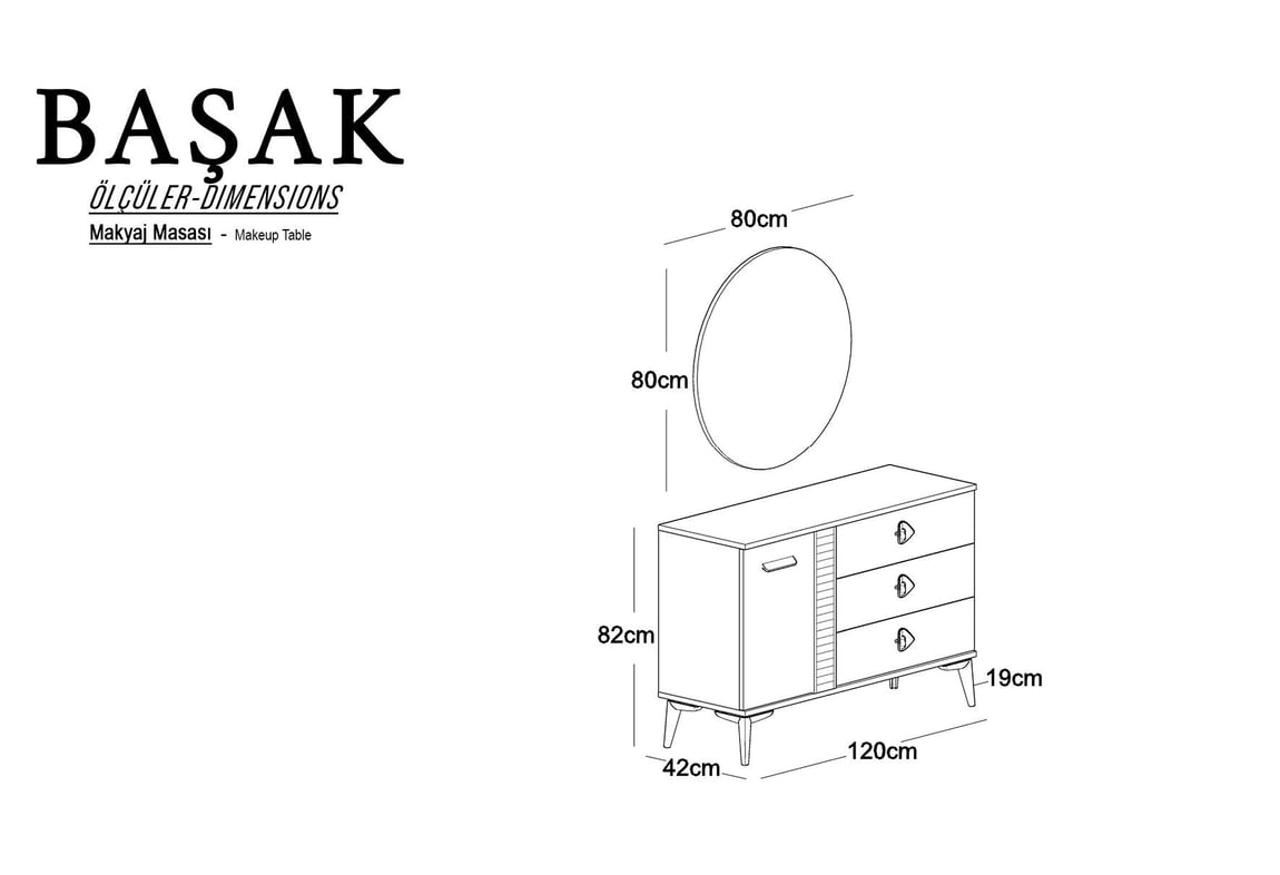 Başak Aynalı Şifonyer
