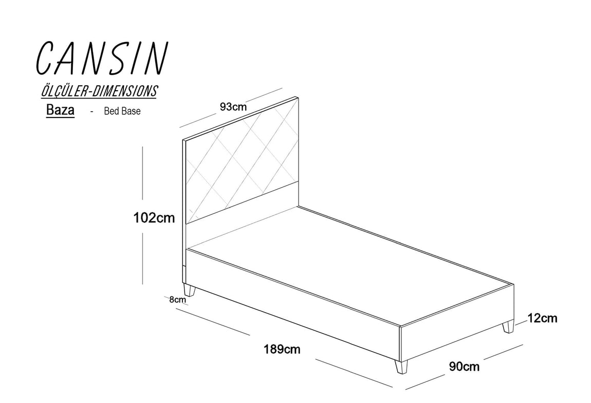 Cansın 90x190 Baza Başlık Seti | Gündoğdu