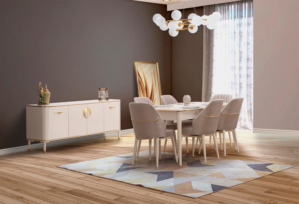 Ekru Yemek Odası Takımı