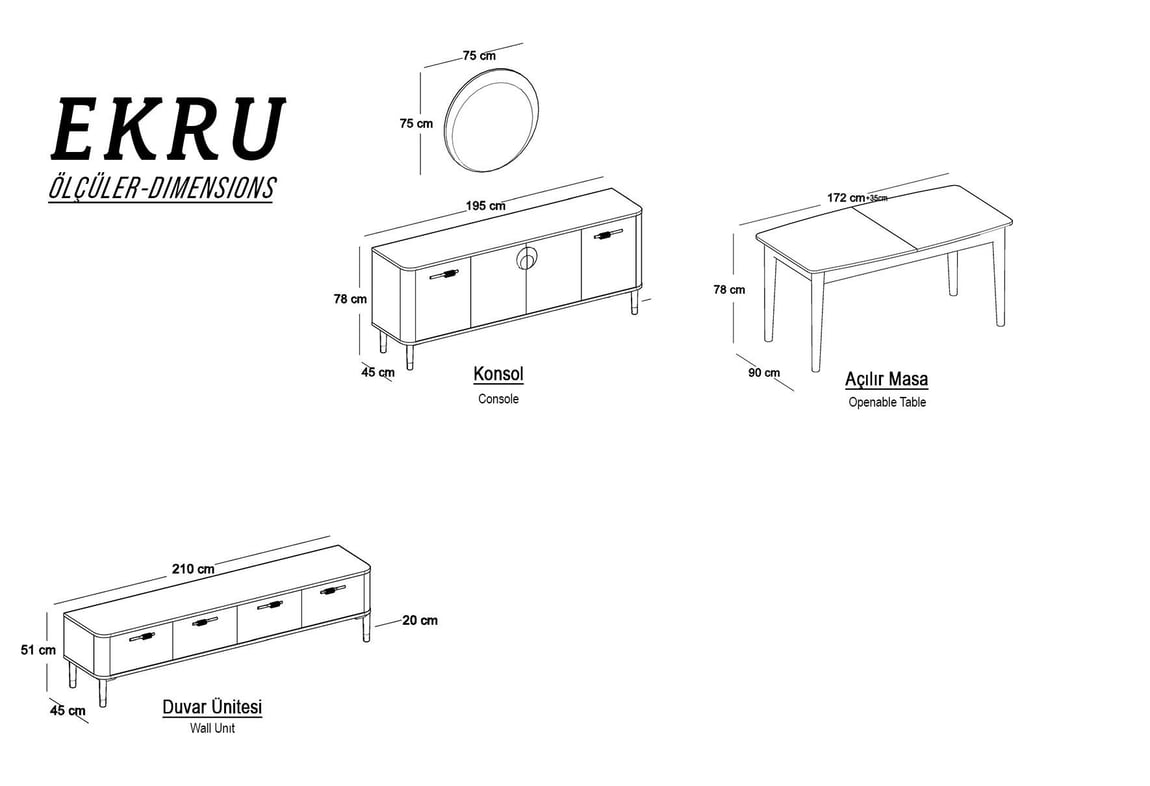 Ekru Yemek Odası Takımı