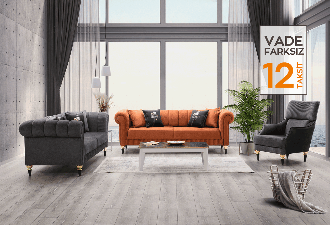 Irmak Koltuk Takımı 3+3+1+1 (Antrasit)