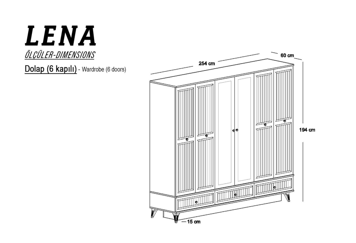 Lena 6 Kapılı Dolap | Gündoğdu