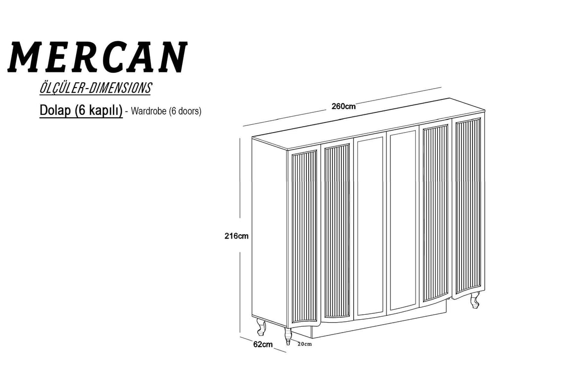 Mercan Avangarde 6 Kapılı Dolap | Gündoğdu
