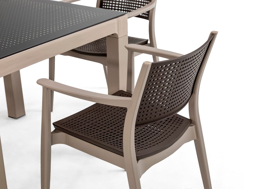 Messina Rattan Balkon Bahçe Masa Takımı Camlı Bej 90x90 | Gündoğdu 