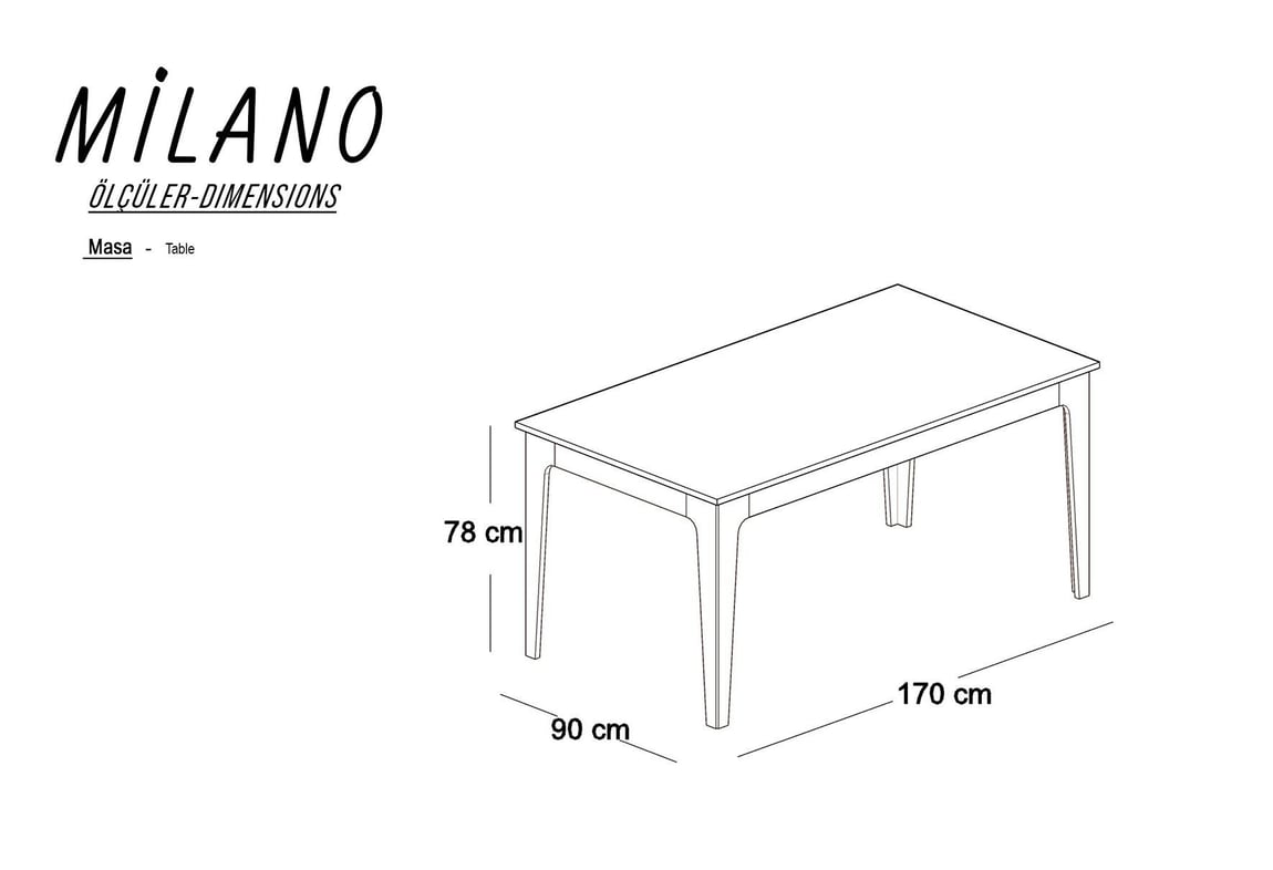 Milano Sabit Yemek Masası