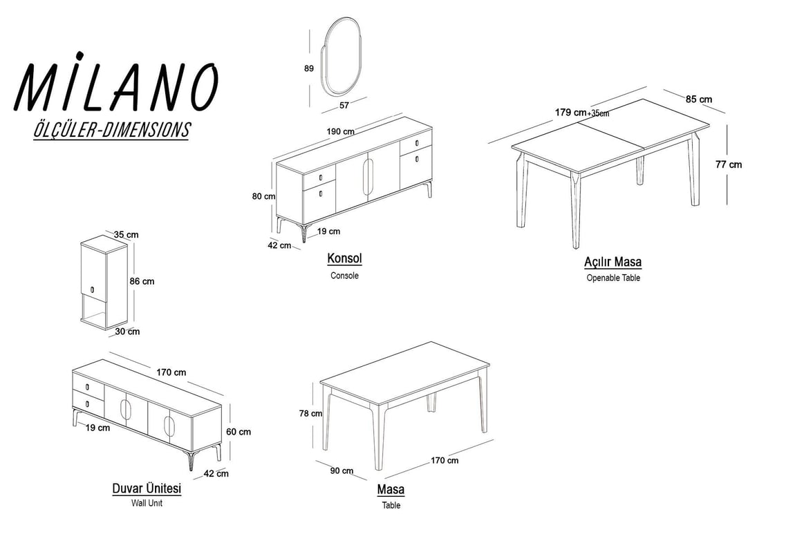 Milano Yemek Odası Takımı