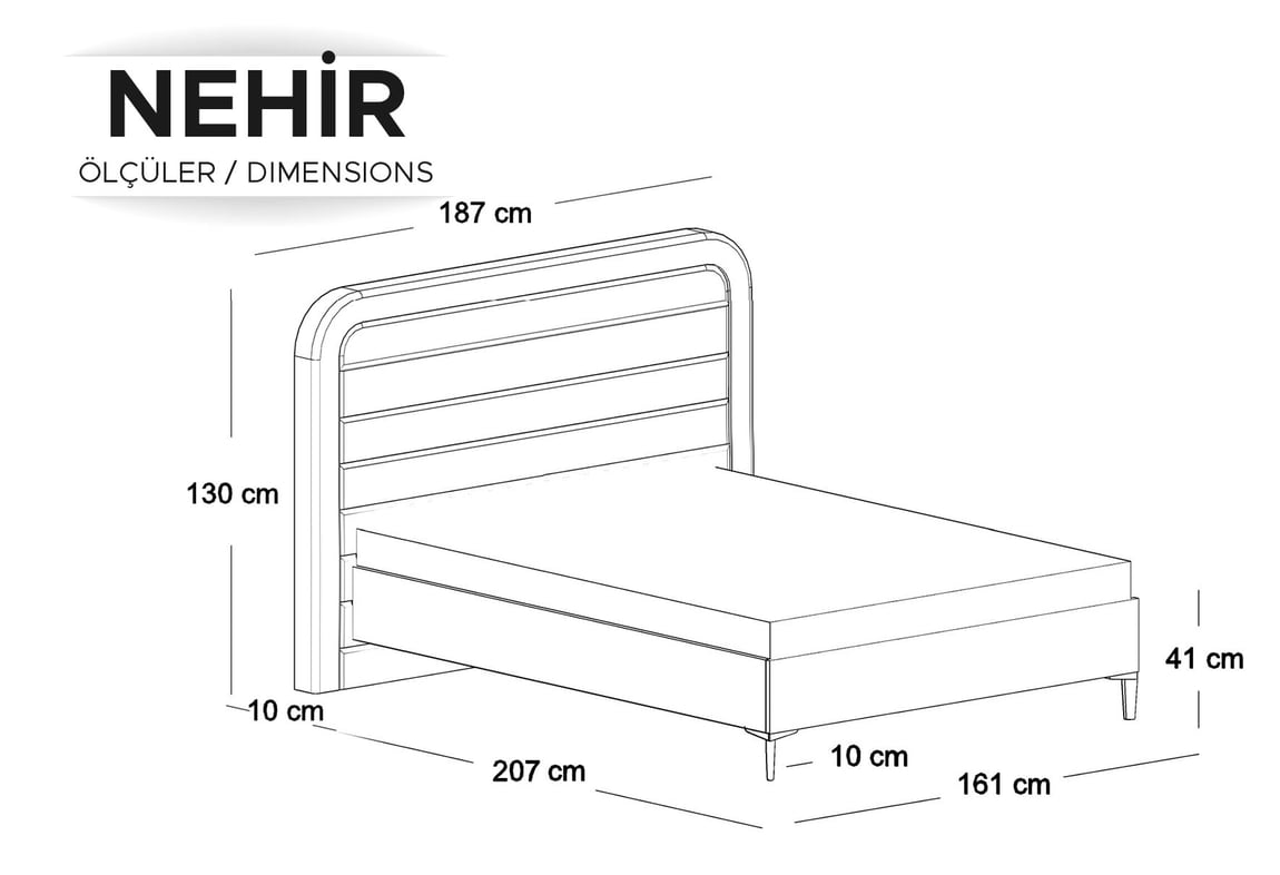 Nehir 150x200 Döşemeli Baza Başlık Seti | Gündoğdu