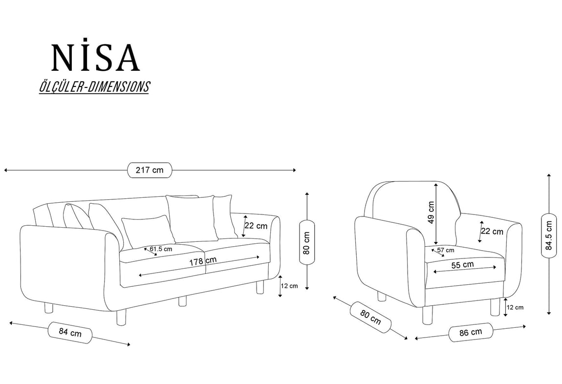 Nisa Koltuk Takımı (Krem-Krem)