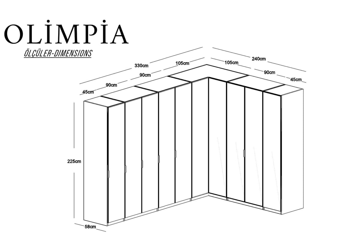 Köşe Dolabı Modeli Olimpia 10 Kapaklı Modül