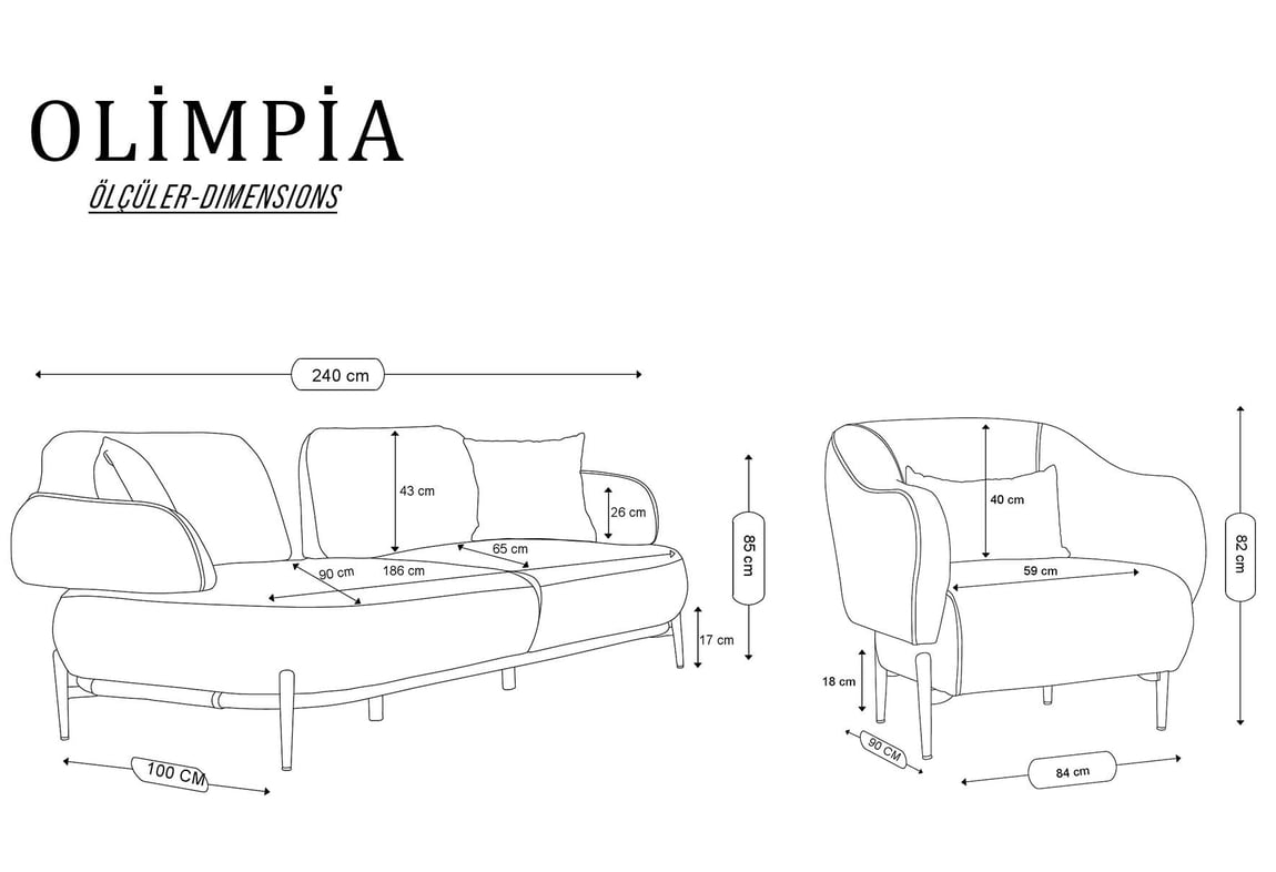 Olimpia Koltuk Takımı (Bej-Antrasit)