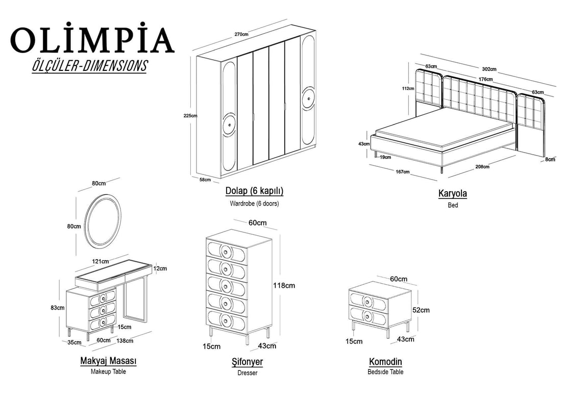 Olimpia Yatak Odası Takımı Şık ve Hesaplı