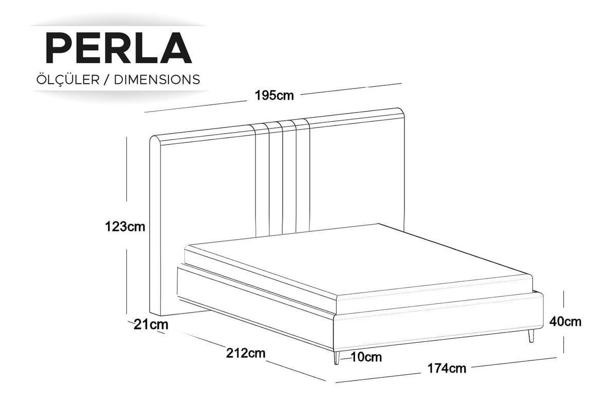 Perla 160x200 Döşemeli Baza Başlık Seti | Gündoğdu