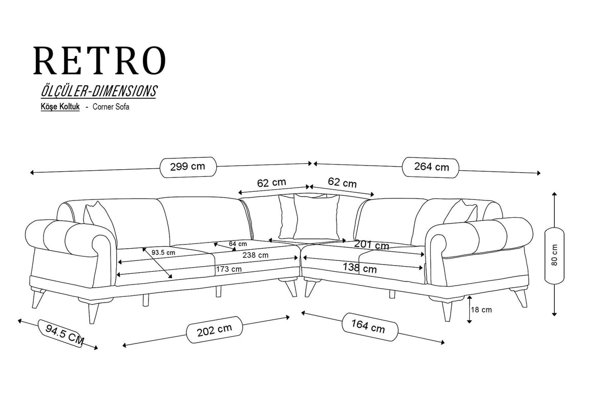 Retro Köşe Takımı (Sütlü Kahve)