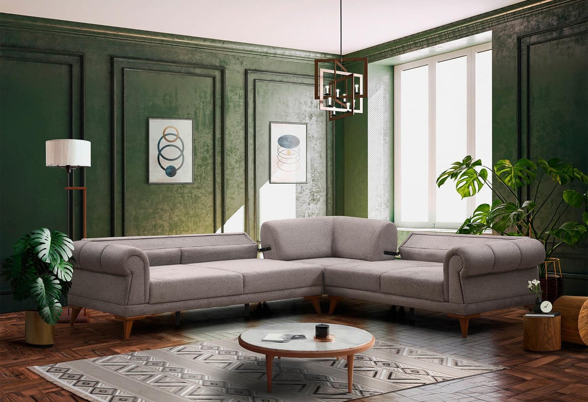 Retro Köşe Takımı (Sütlü Kahve)