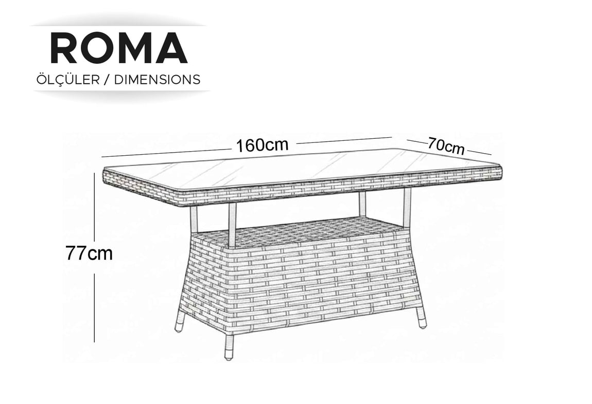Roma Rattan Örme Balkon Bahçe Takımı (Gri) | Gündoğdu