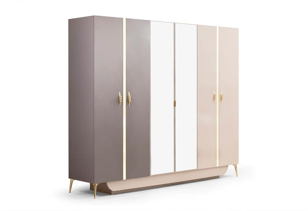 SAHİL 6 KAPILI DOLAP - (M05 / N12 - VİZON HGS / GRANİT) - Gündoğdu Mobilya