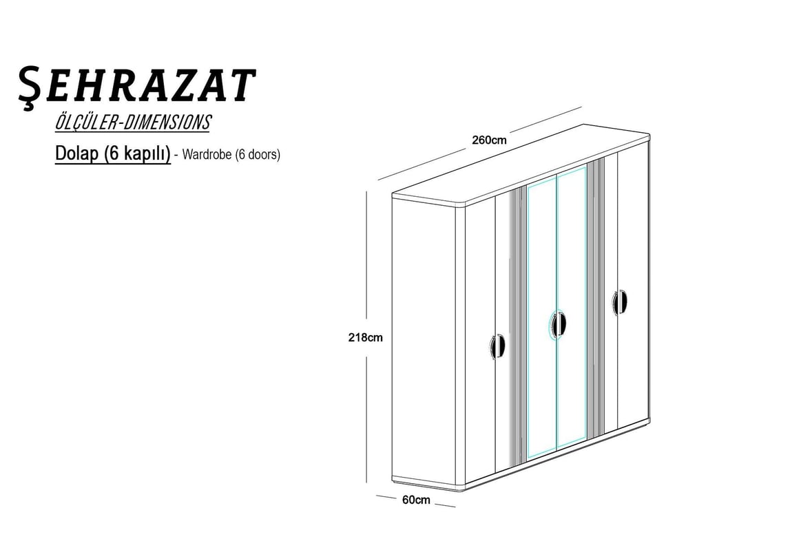 Şehrazat 6 Kapılı Dolap 