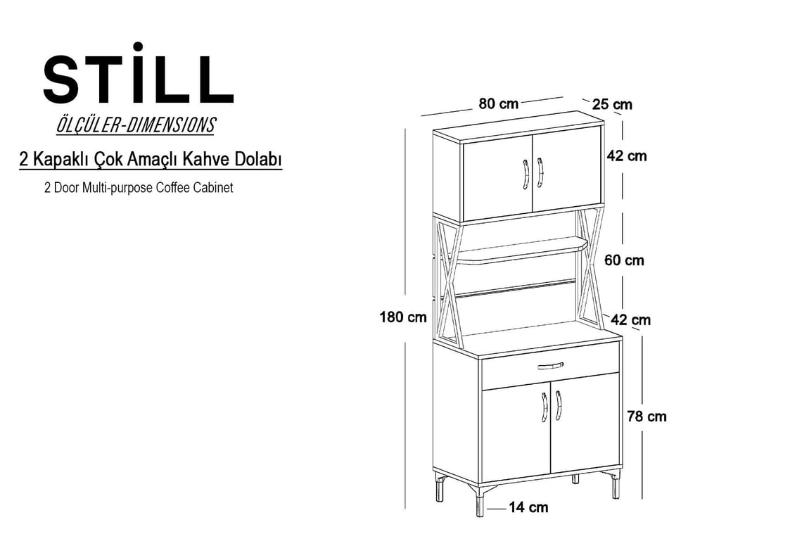 Kahve Köşesi Dolabı Still İki Kapaklı