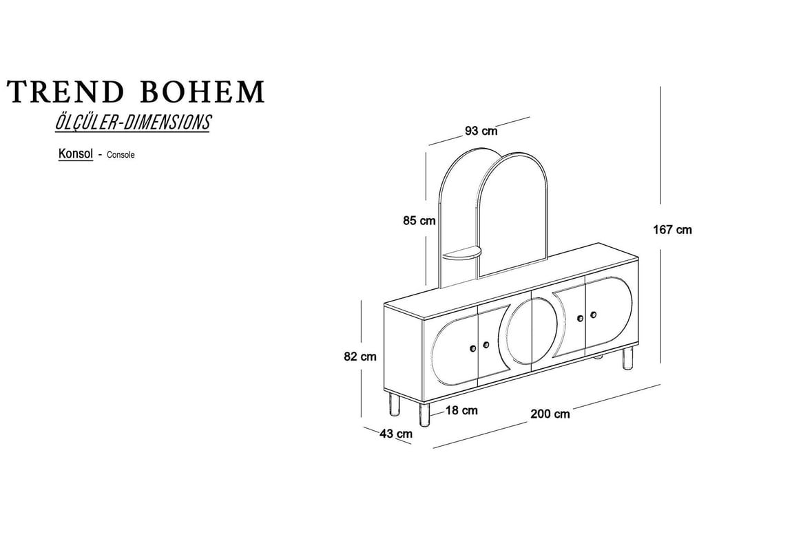 Trend Bohem Konsol Ayna Paneli
