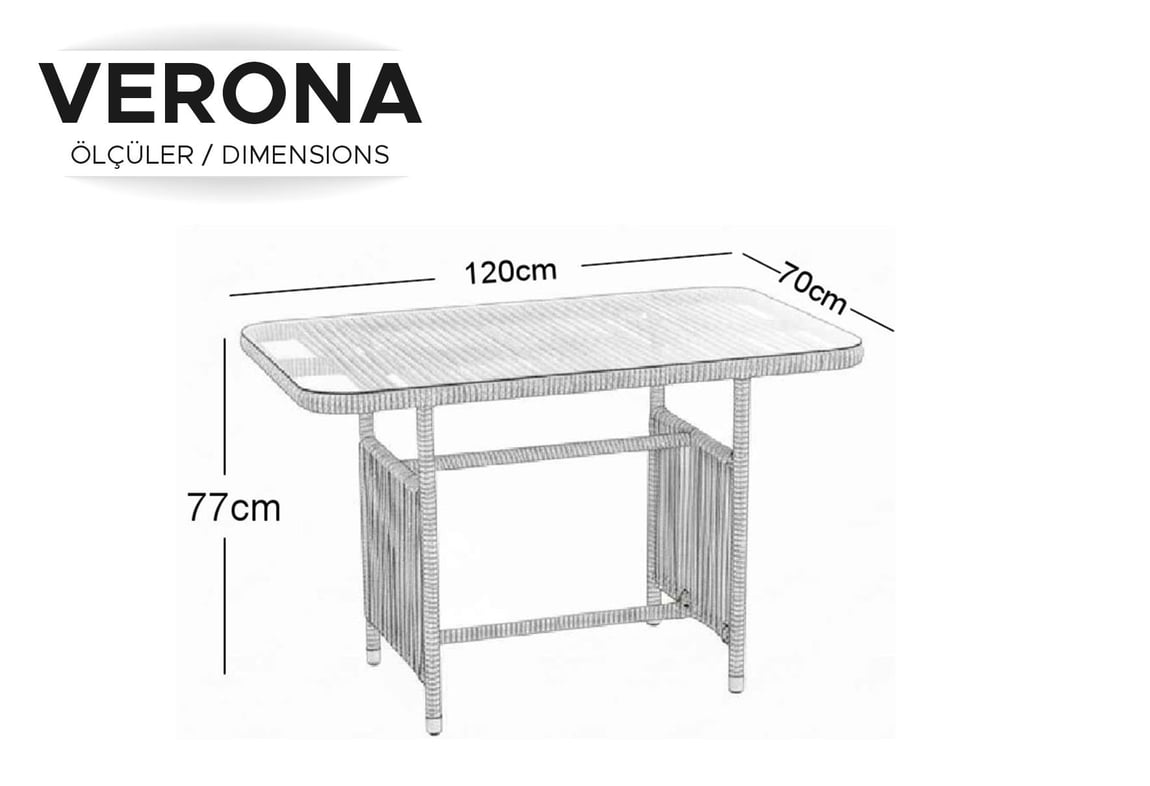 verona rattan örme balkon bahçe seti masa mobilya