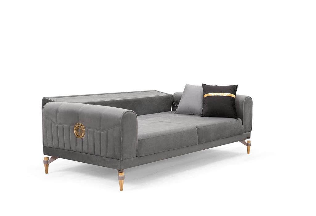 Versace Üçlü Koltuk (Antrasit)