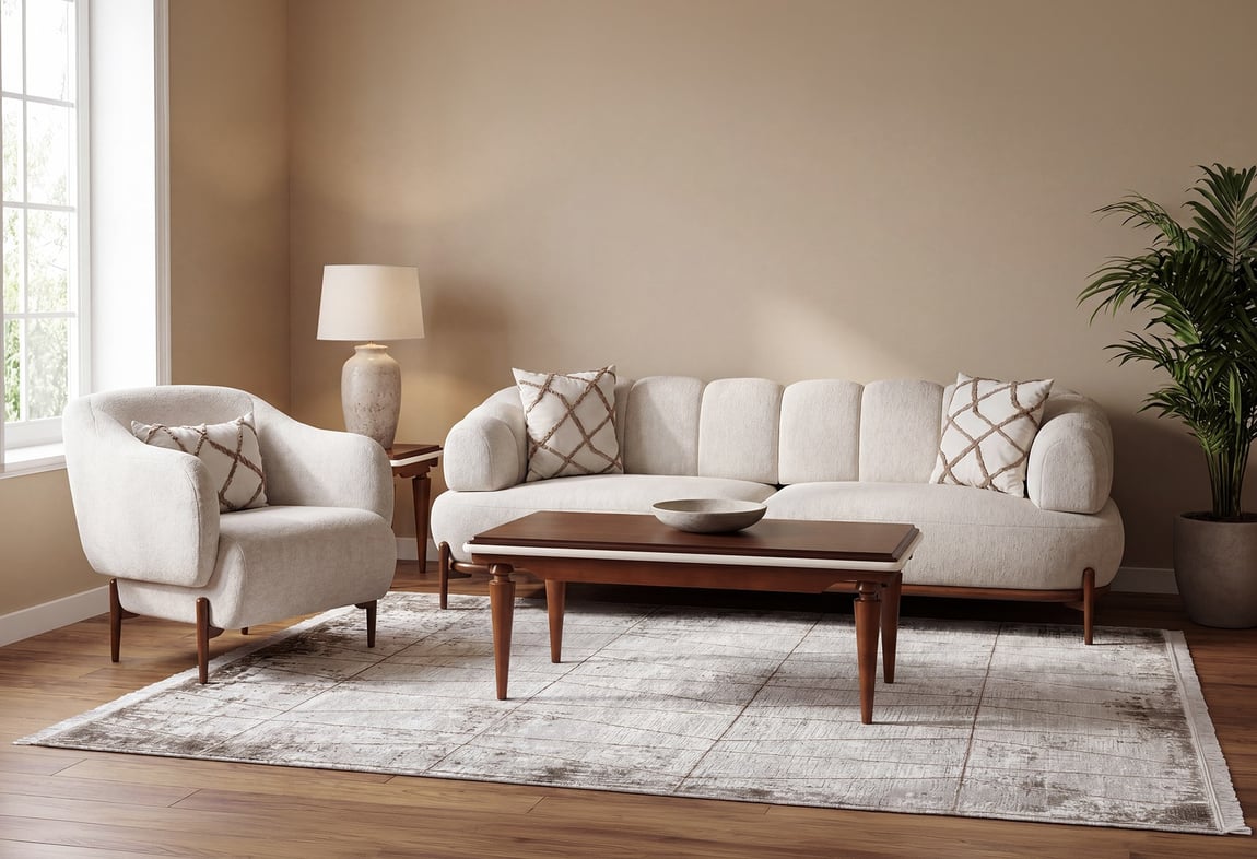 Zeugma Koltuk Takımı - ALB (Bej/Ceviz Ayak)