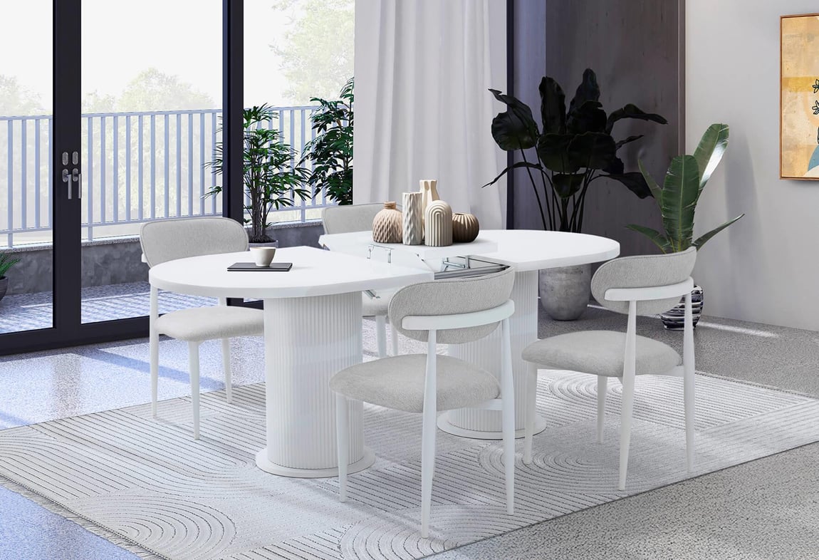 Bohem Elips Açılır Masa Takımı 160'lık (Dut)