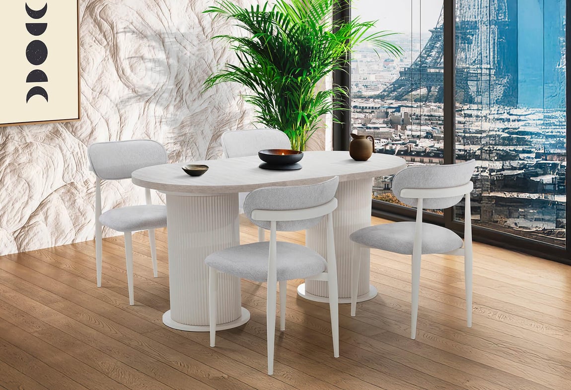 Bohem Elips Açılır Masa Takımı 160'lık (Dut)