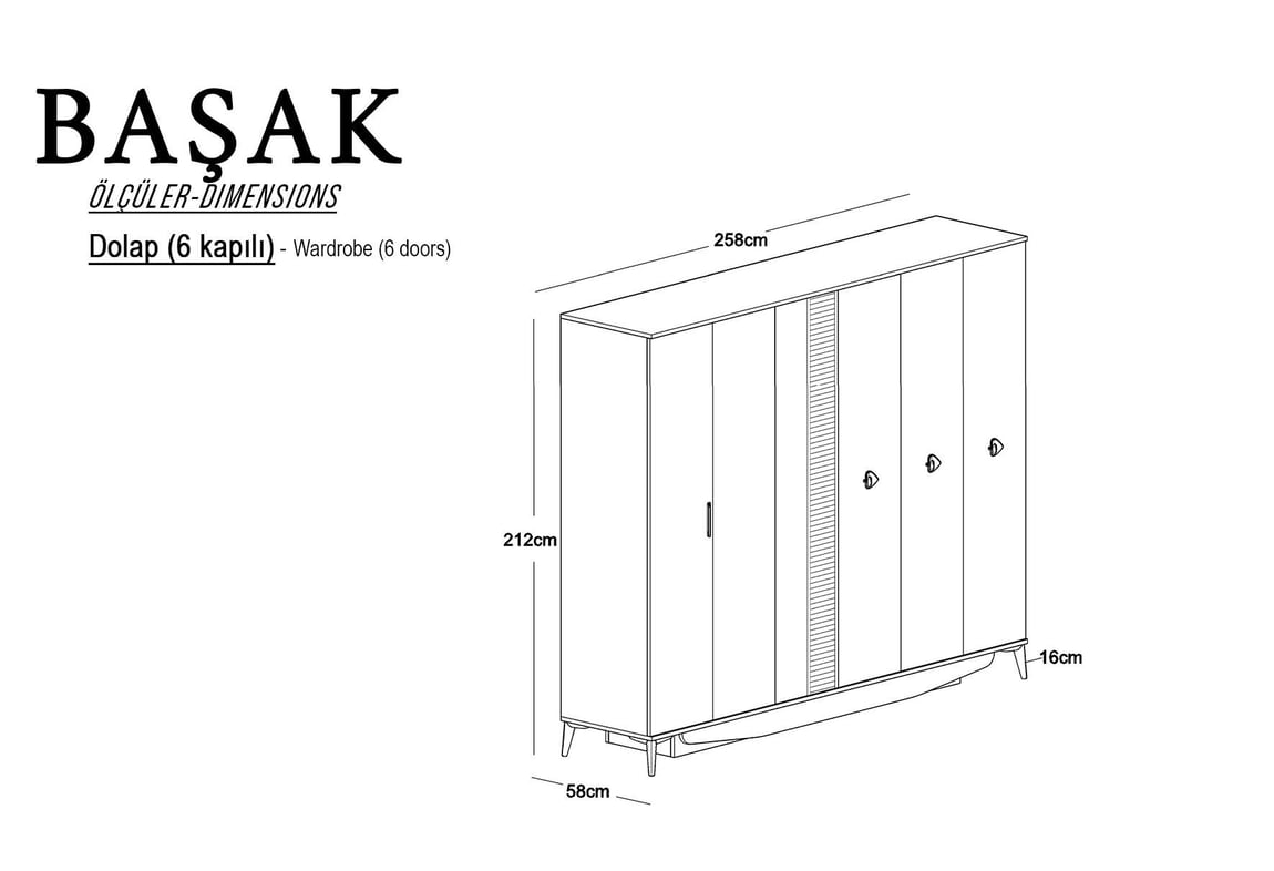 Başak 6 Kapılı Dolap
